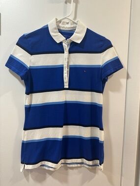 Tommy Hilfiger Blue, White & Navy Striped Polo